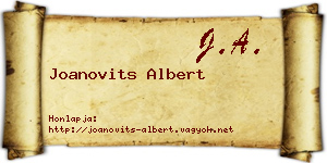 Joanovits Albert névjegykártya